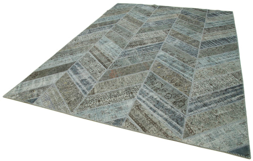 Kirk Yama Grey Patchwork Cotton Wool Handmade Area Rug 9'1'' x 12'4''
