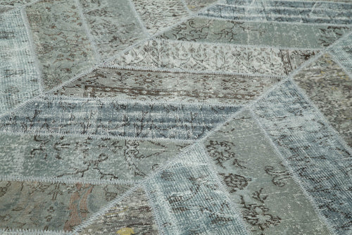 Kirk Yama Grey Patchwork Cotton Wool Handmade Area Rug 9'1'' x 12'4''