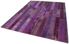 Kirk Yama Purple Patchwork Cotton Wool Handmade Area Rug 8'1'' x 10'1''