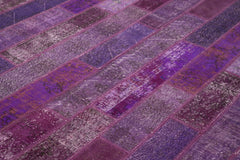 Kirk Yama Purple Patchwork Cotton Wool Handmade Area Rug 8'1'' x 10'1''