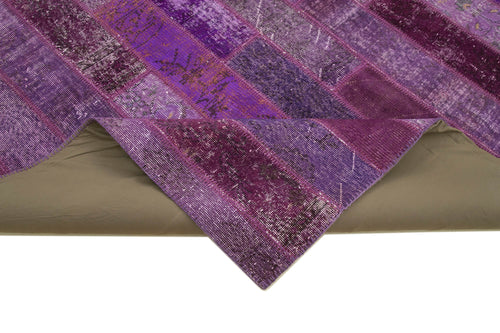 Kirk Yama Purple Patchwork Cotton Wool Handmade Area Rug 8'1'' x 10'1''