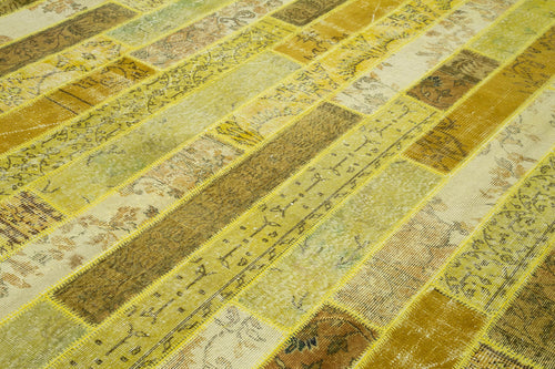Kirk Yama Yellow Patchwork Cotton Wool Handmade Area Rug 8'2'' x 10'0''