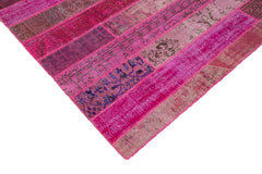 Handmade Area Rug – Pink Patchwork Wool & Cotton Vintage Turkish Carpet 8'3"x10'1"