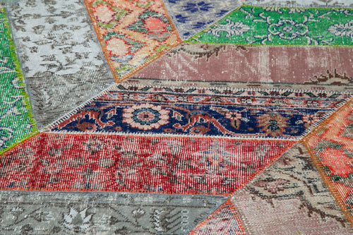 Kirk Yama Grey Patchwork Cotton Wool Handmade Area Rug 8'2'' x 10'2''