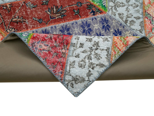 Kirk Yama Grey Patchwork Cotton Wool Handmade Area Rug 8'2'' x 10'2''