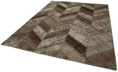 Kirk Yama Brown Patchwork Cotton Wool Handmade Area Rug 7'11'' x 10'1''
