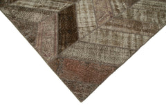 Kirk Yama Brown Patchwork Cotton Wool Handmade Area Rug 7'11'' x 10'1''
