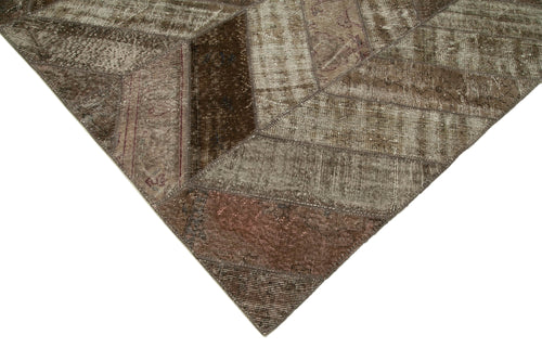 Kirk Yama Brown Patchwork Cotton Wool Handmade Area Rug 7'11'' x 10'1''