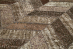 Kirk Yama Brown Patchwork Cotton Wool Handmade Area Rug 7'11'' x 10'1''