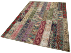 Kirk Yama Grey Patchwork Cotton Wool Handmade Area Rug 5'7'' x 7'10''