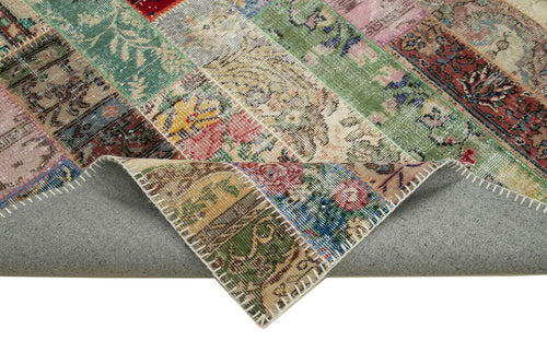 Handmade Area Rug - Kirk Yama Red Patchwork Cotton Wool Carpet 6'7''x10'0''