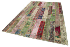 Handmade Area Rug – Kirk Yama Red Patchwork Cotton Wool 6'7''x10'0''