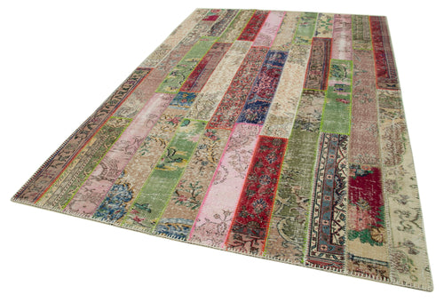 Handmade Area Rug – Kirk Yama Red Patchwork Cotton Wool 6'7''x10'0''