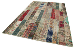 Kirk Yama Grey Patchwork Cotton Wool Handmade Area Rug 6'6'' x 10'0''