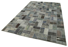 Handmade Area Rug – Durable Cotton Wool Rug | Grey Patchwork Carpet 6'8"x10'2"