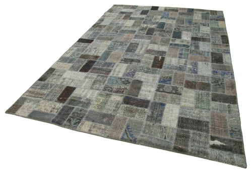 Handmade Area Rug – Durable Cotton Wool Rug | Grey Patchwork Carpet 6'8"x10'2"
