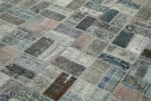 Handmade Area Rug – Durable Cotton Wool Rug | Grey Patchwork Carpet 6'8"x10'2"