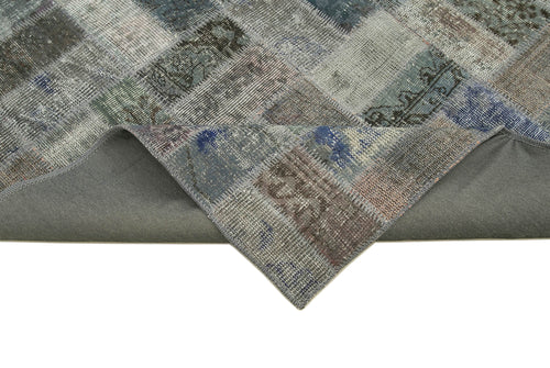 Handmade Area Rug – Durable Cotton Wool Rug | Grey Patchwork Carpet 6'8"x10'2"