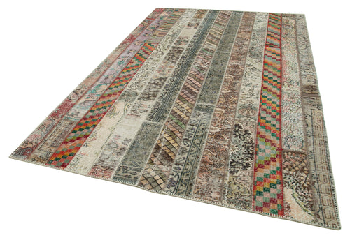 Kirk Yama Grey Patchwork Cotton Wool Handmade Area Rug 6'7'' x 10'0''