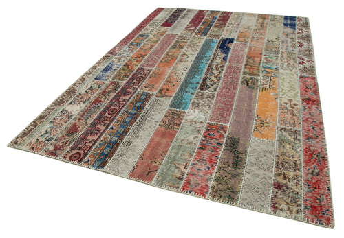 Kirk Yama Red Patchwork Cotton Wool Handmade Area Rug 6'9'' x 10'1''