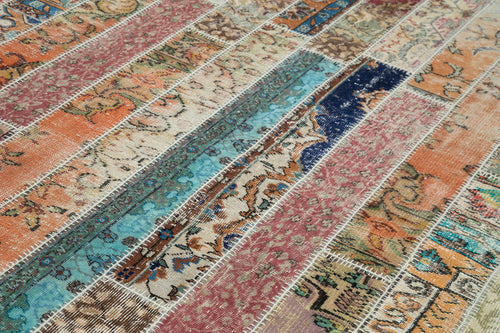 Kirk Yama Red Patchwork Cotton Wool Handmade Area Rug 6'9'' x 10'1''