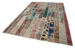 Kirk Yama Red Patchwork Cotton Wool Handmade Area Rug 6'8'' x 10'1''