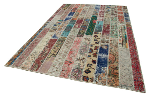 Kirk Yama Red Patchwork Cotton Wool Handmade Area Rug 6'8'' x 10'1''