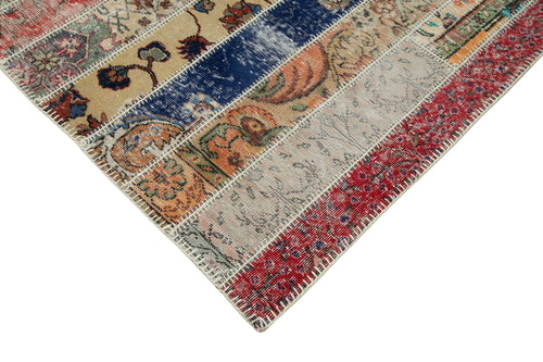 Kirk Yama Red Patchwork Cotton Wool Handmade Area Rug 6'8'' x 10'1''