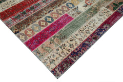 Kirk Yama Grey Patchwork Cotton Wool Handmade Area Rug 6'8'' x 10'1''