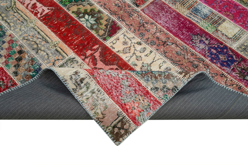 Kirk Yama Grey Patchwork Cotton Wool Handmade Area Rug 6'8'' x 10'1''