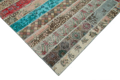 Handmade Area Rug - Kirk Yama Grey Patchwork Cotton Wool Carpet 6'8'' x 10'0''