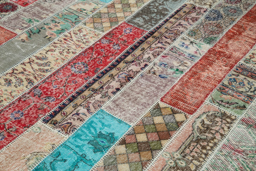 Handmade Area Rug - Kirk Yama Grey Patchwork Cotton Wool Carpet 6'8'' x 10'0''