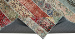 Handmade Area Rug - Kirk Yama Grey Patchwork Cotton Wool Carpet 6'8'' x 10'0''