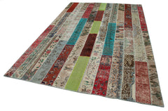 Kirk Yama Grey Patchwork Cotton Wool Handmade Area Rug 6'8'' x 10'1''