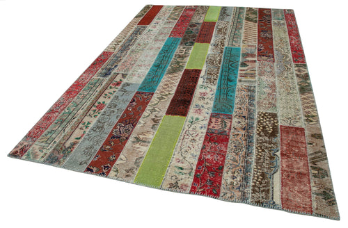 Kirk Yama Grey Patchwork Cotton Wool Handmade Area Rug 6'8'' x 10'1''