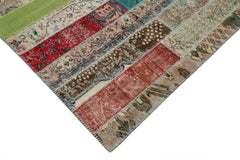 Kirk Yama Grey Patchwork Cotton Wool Handmade Area Rug 6'8'' x 10'1''