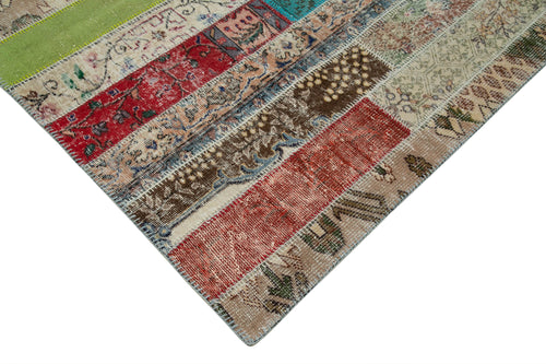 Kirk Yama Grey Patchwork Cotton Wool Handmade Area Rug 6'8'' x 10'1''