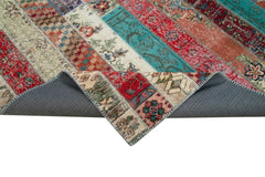 Handmade Area Rug - Kirk Yama Grey Patchwork Cotton Wool 6x10 Foot Carpet