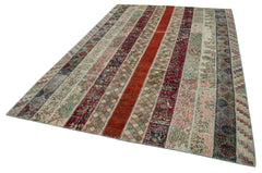Handmade Area Rug - Kirk Yama Grey Patchwork Cotton Wool Carpet 6'8''x10'1''