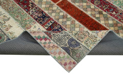 Handmade Area Rug - Kirk Yama Grey Patchwork Cotton Wool Carpet 6'8''x10'1''