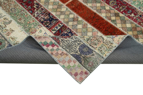 Handmade Area Rug - Kirk Yama Grey Patchwork Cotton Wool Carpet 6'8''x10'1''