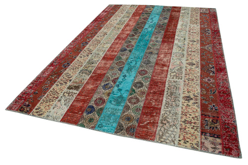 Kirk Yama Red Patchwork Cotton Wool Handmade Area Rug 6'8'' x 10'0''