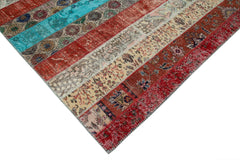 Kirk Yama Red Patchwork Cotton Wool Handmade Area Rug 6'8'' x 10'0''