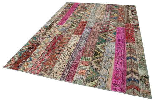 Kirk Yama Red Patchwork Cotton Wool Handmade Area Rug 6'8'' x 10'0''