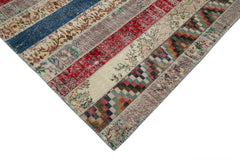 Handmade Area Rug – Grey Patchwork Carpet 6'8''x10'1'' Cotton Wool Durable Floor Covering