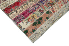 Handmade Area Rug - Kirk Yama Red Patchwork Cotton Wool Carpet 6'9" x 10'0"