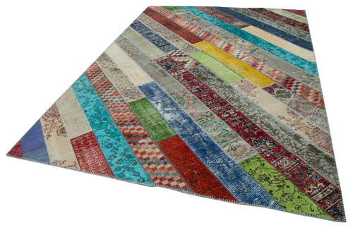 Kirk Yama Grey Patchwork Cotton Wool Handmade Area Rug 6'8'' x 10'0''