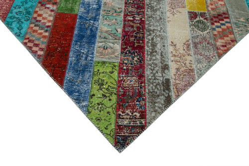 Kirk Yama Grey Patchwork Cotton Wool Handmade Area Rug 6'8'' x 10'0''
