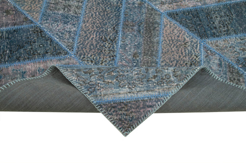 Kirk Yama Blue Patchwork Cotton Wool Handmade Area Rug 6'6'' x 9'10''