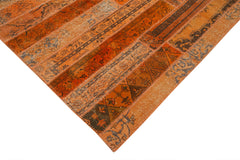 Kirk Yama Orange Patchwork Cotton Wool Handmade Area Rug 6'8'' x 10'0''